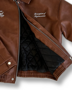 'Breastplate of Righteousness' Leather Jacket in Brown