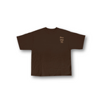 Proverbs 3:5 Tee in Brown with beige heart. Christian clothing printed in New Zealand. Front side. Love God Big. Stylish. Fashionable. Faith-based apparel. 