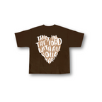 Proverbs 3:5 Tee in Brown with beige heart. Christian clothing printed in New Zealand. Back side. Love God Big. Stylish. Fashionable. Faith-based apparel. 