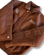 'Breastplate of Righteousness' Leather Jacket in Brown